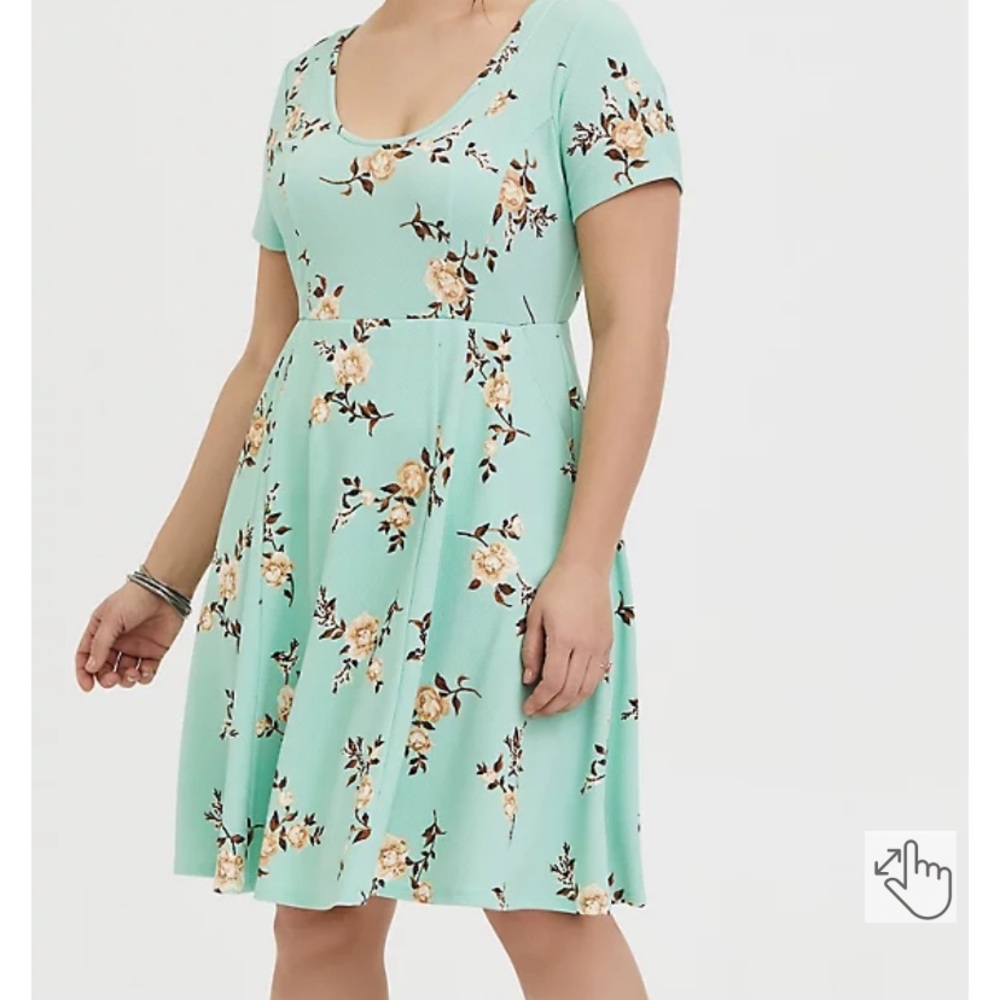 Torrid Mint Floral Skater Dress Size 2